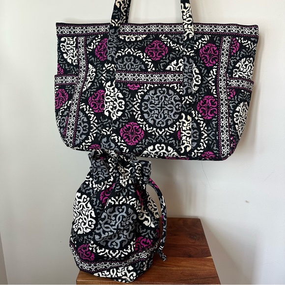 Vera Bradley Canterbury Magenta Large Tote with additional Waterproof Bag - Picture 8 of 10